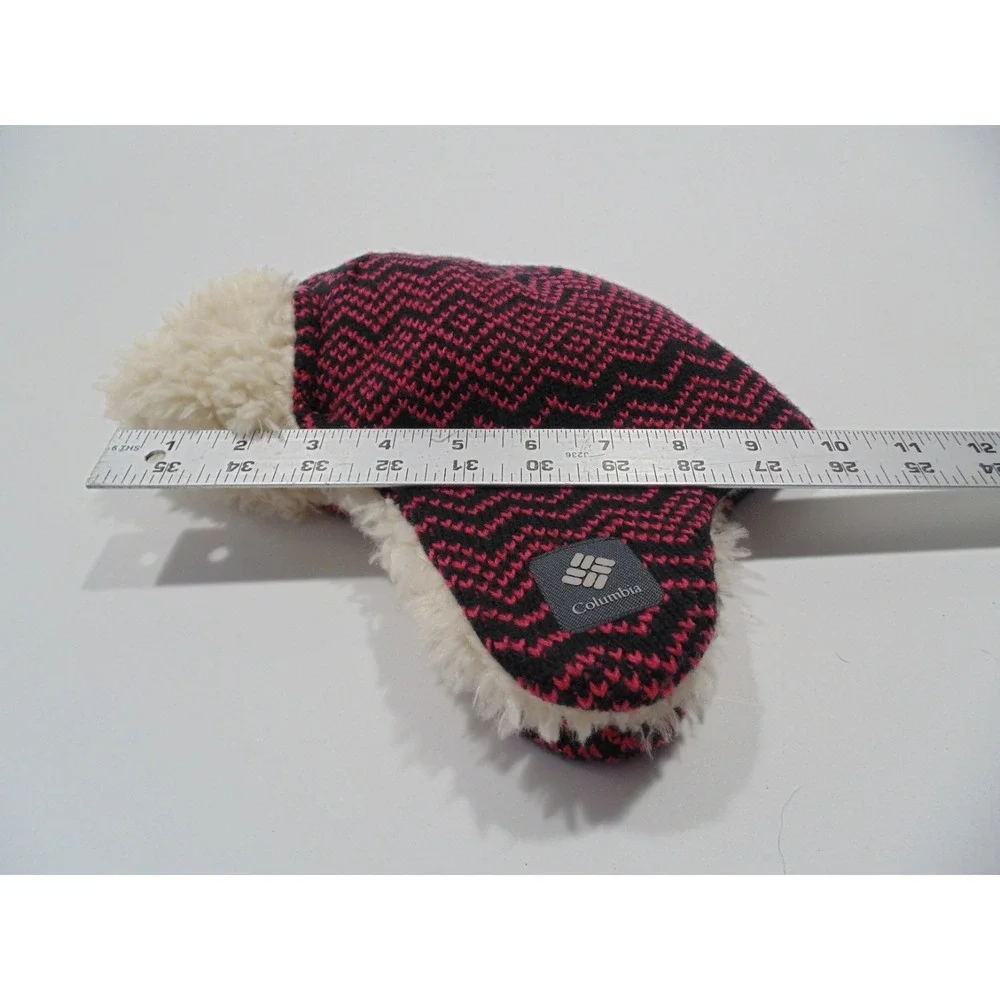 Kid's Columbia Winter Trapper‎ Hat w/Ear Flaps Size S/M Youth Black / Pink